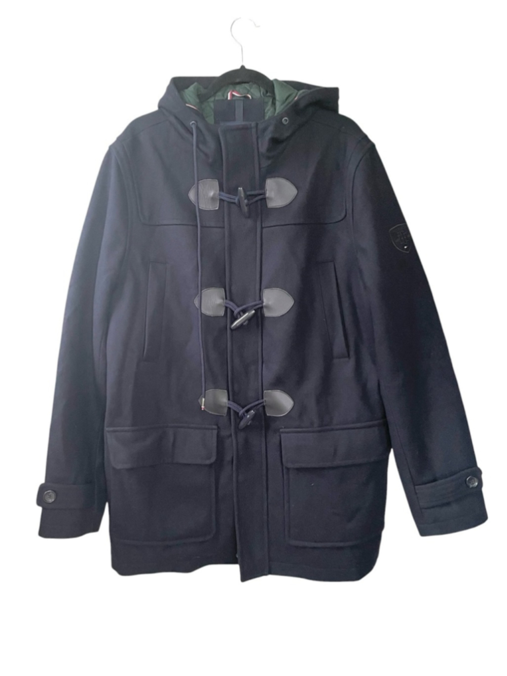 Tommy Hilfiger Men’s Wool Toggle Duffle Coat with Hood Navy Blue L - Picture 2 of 13